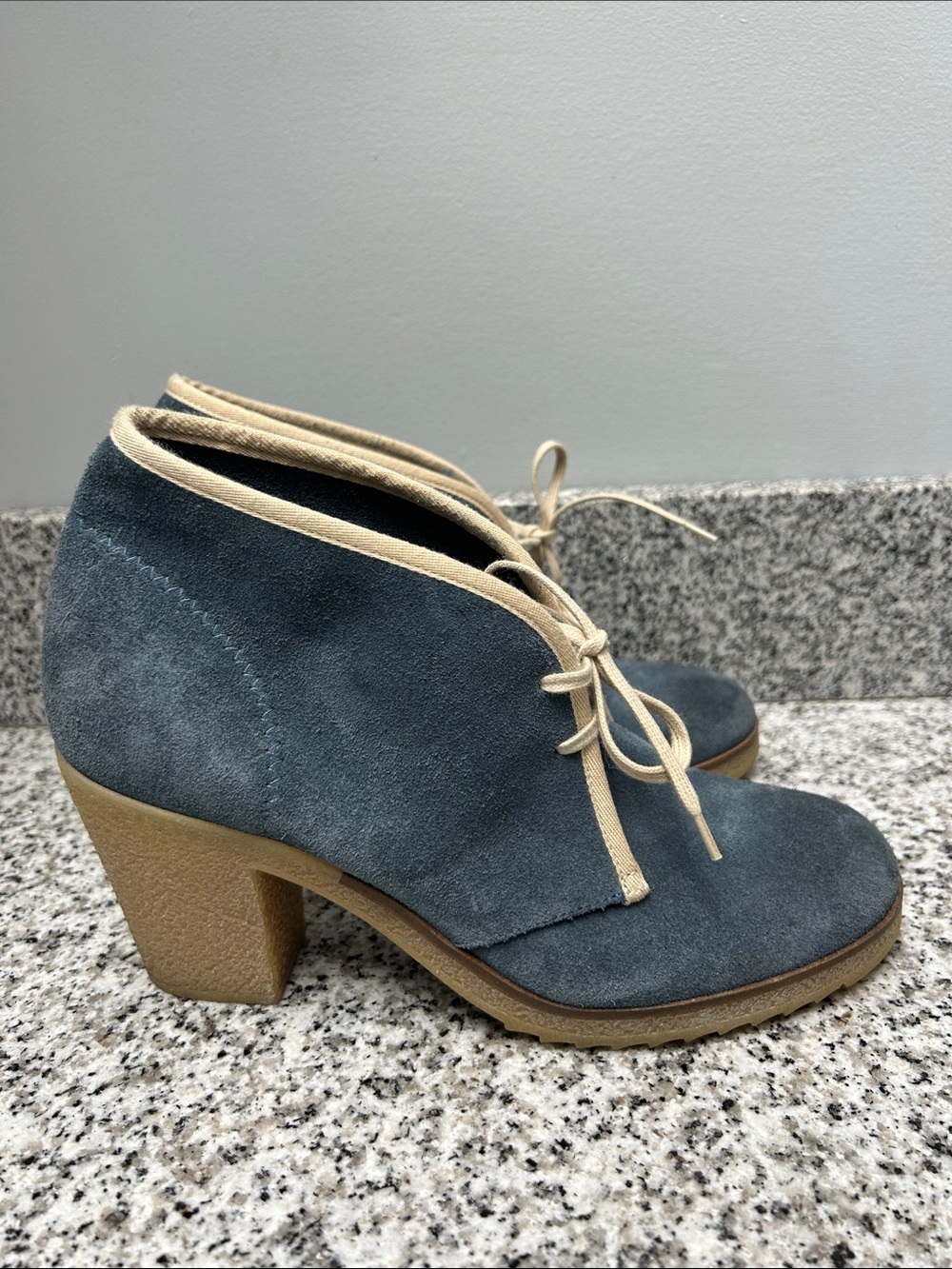 Anthropologie Jasper & Jeera Yuma Suede Block Heel Boots Italian Made Size 38/8